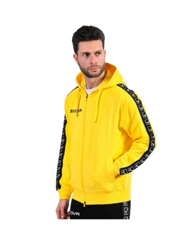 Felpa in Cotone Terry con Cappuccio Givova Full Zip Unisex Gialla BA014ZIP-0077 Felpa in Cotone Terry con Cappuccio Givova Full Zip Unisex Gialla BA014ZIP-0077