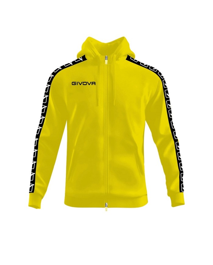 Felpa in Cotone Terry con Cappuccio Givova Full Zip Unisex Gialla BA014ZIP-0077