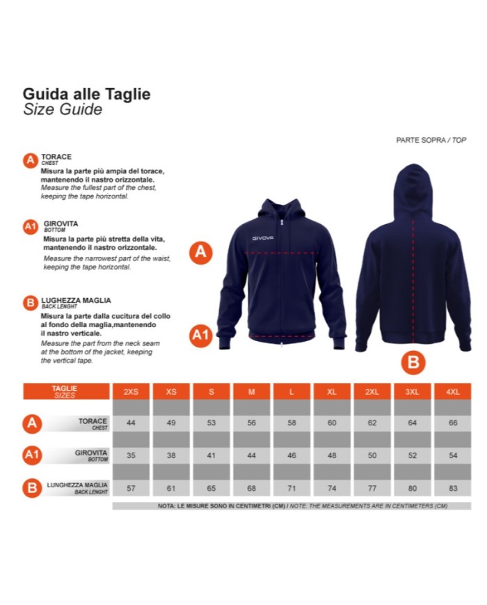 Felpa in Cotone Terry con Cappuccio Givova Full Zip Unisex Gialla BA014ZIP-0077