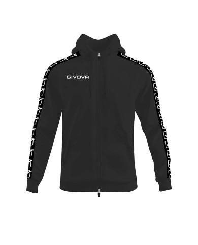 Felpa in Cotone Terry con Cappuccio Givova Full Zip Unisex Nera BA014ZIP-1010 Felpa in Cotone Terry con Cappuccio Givova Full Zip Unisex Nera BA014ZIP-1010