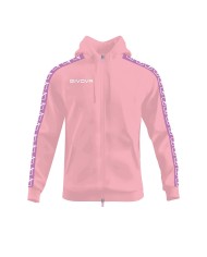 Felpa in Cotone Terry con Cappuccio Givova Full Zip Unisex Rosa BA014ZIP-0083