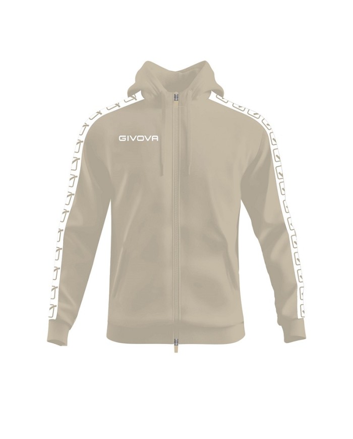 Felpa in Cotone Terry con Cappuccio Givova Full Zip Unisex Sabbia BA014ZIP-0081