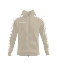 Felpa in Cotone Terry con Cappuccio Givova Full Zip Unisex Sabbia BA014ZIP-0081