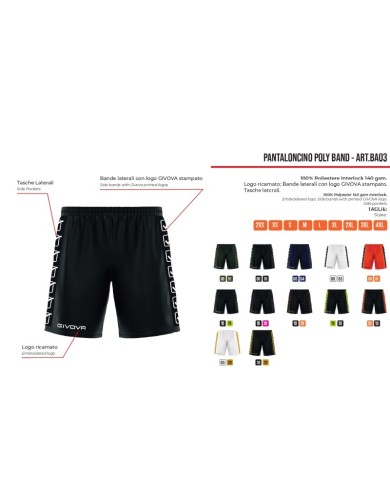 Pantaloncino GF VIP POLY BAND Givova BA03 Shorts Unisex Arancio BA030001 Pantaloncino GF VIP POLY BAND Givova BA03 Shorts Unisex Arancio BA030001