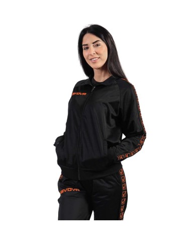 Giacca GF VIP Tricot Band Givova BA13 Unisex Triacetato Nero Arancio Fluo BA131028 Giacca GF VIP Tricot Band Givova BA13 Unisex Triacetato Nero Arancio Fluo BA131028