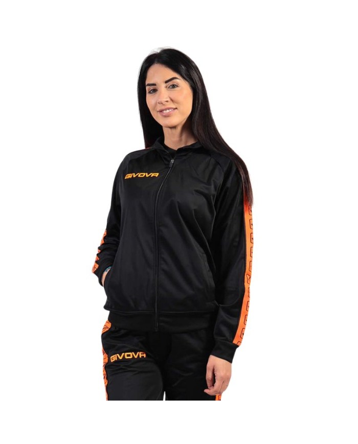 Giacca GF VIP Tricot Band Givova BA13 Unisex Triacetato Arancio Fluo Nero BA132810 Giacca GF VIP Tricot Band Givova BA13 Unisex Triacetato Arancio Fluo Nero BA132810