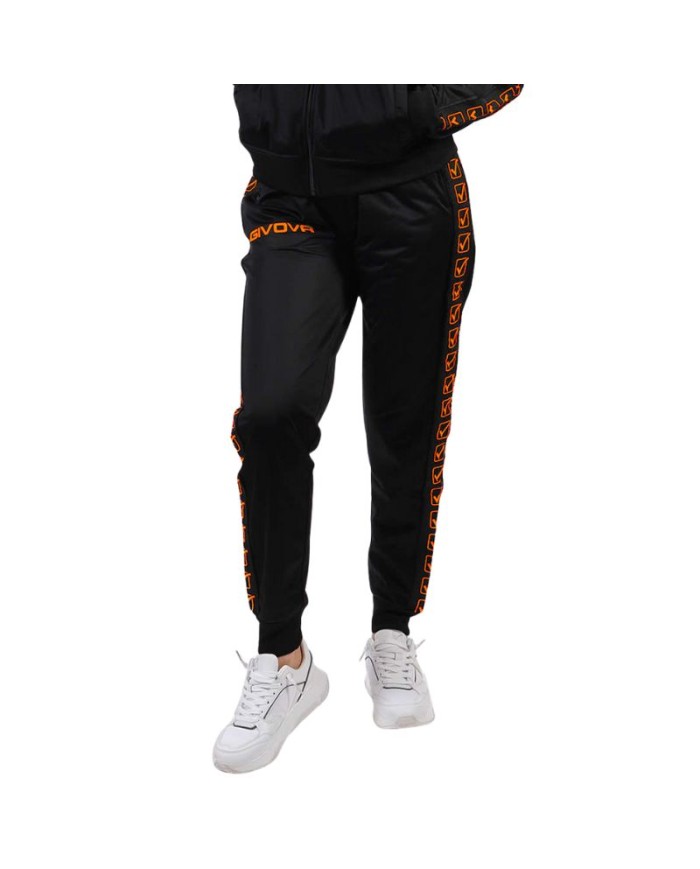 Pantalone GF VIP Tricot Band Givova BA09 Unisex Triacetato Nero Arancio Fluo BA091028