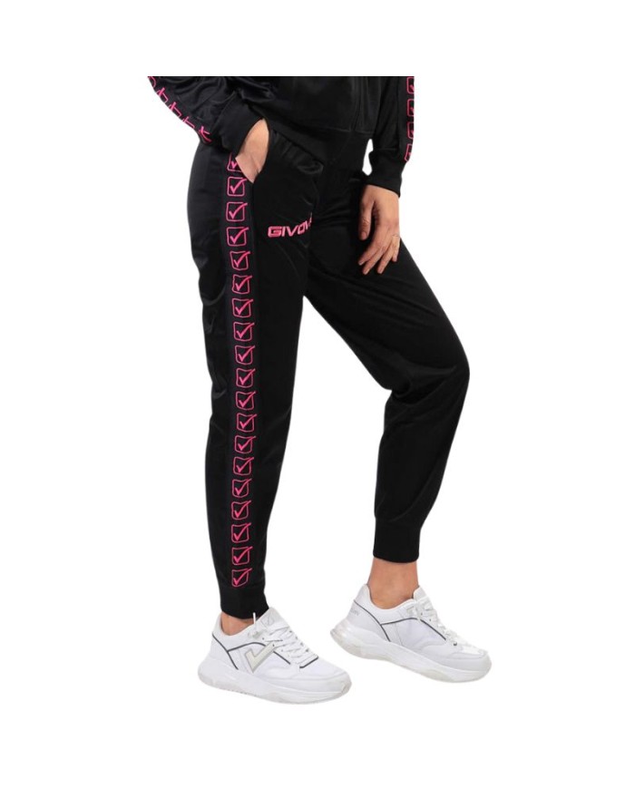 Pantalone GF VIP Tricot Band Givova BA09 Donna Triacetato Nero Fuxia Fluo BA091039 Pantalone GF VIP Tricot Band Givova BA09 Donna Triacetato Nero Fuxia Fluo BA091039