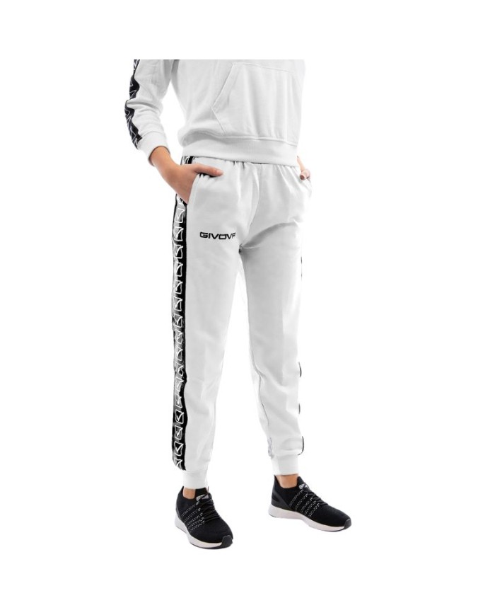 Pantalone Terry Band Givova BA12 Unisex Cotone Leggero Bianco BA120003