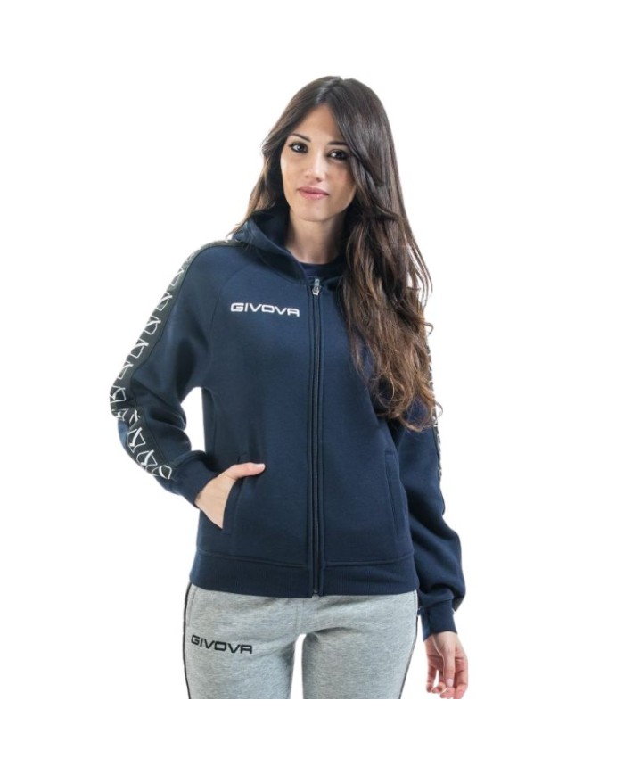 Felpa Givova FULL ZIP BAND BA10 Cotone Felpato Unisex Blu BA100004