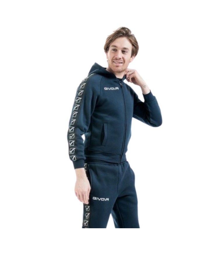 Felpa Givova FULL ZIP BAND BA10 Cotone Felpato Unisex Blu BA100004