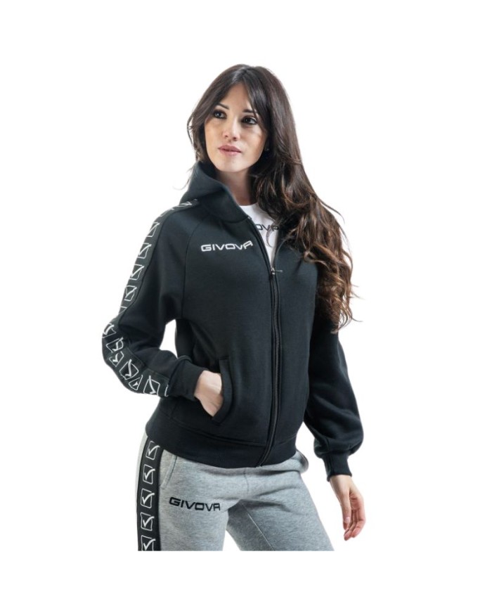 Felpa Givova FULL ZIP BAND BA10 Cotone Felpato Unisex Nero BA100010