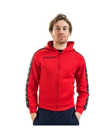 Felpa Givova FULL ZIP BAND BA10 Cotone Felpato Unisex Rosso BA100012 Felpa Givova FULL ZIP BAND BA10 Cotone Felpato Unisex Rosso BA100012