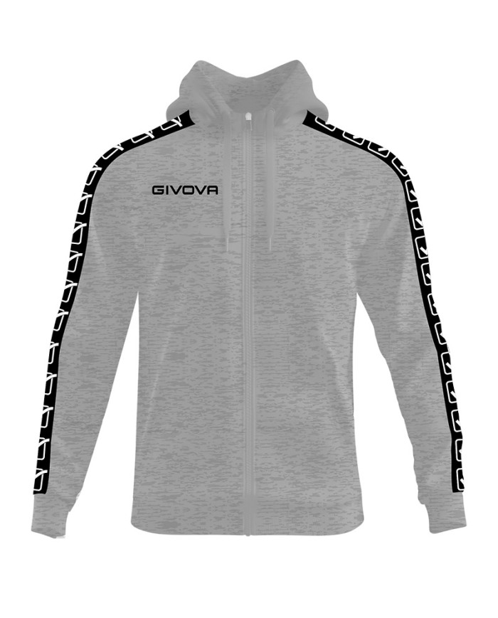 Felpa Givova FULL ZIP BAND BA10 Cotone Felpato Unisex Grigio Melange Chiaro BA100043