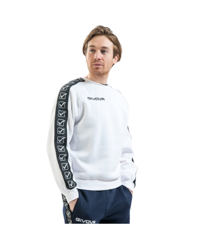 Felpa Givova GIROCOLLO BAND BA07 Cotone Felpato Unisex Bianco Nero BA070003 Felpa Givova GIROCOLLO BAND BA07 Cotone Felpato Unisex Bianco Nero BA070003