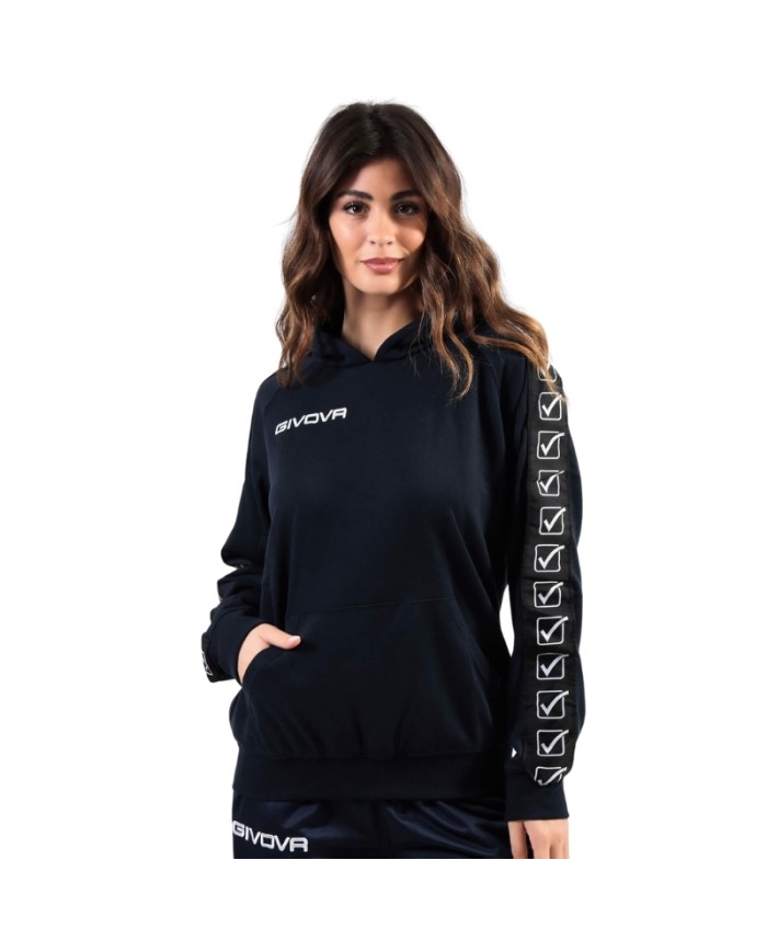 Felpa con Cappuccio Givova Terry Band BA014 Cotone Unisex Blu BA0140004