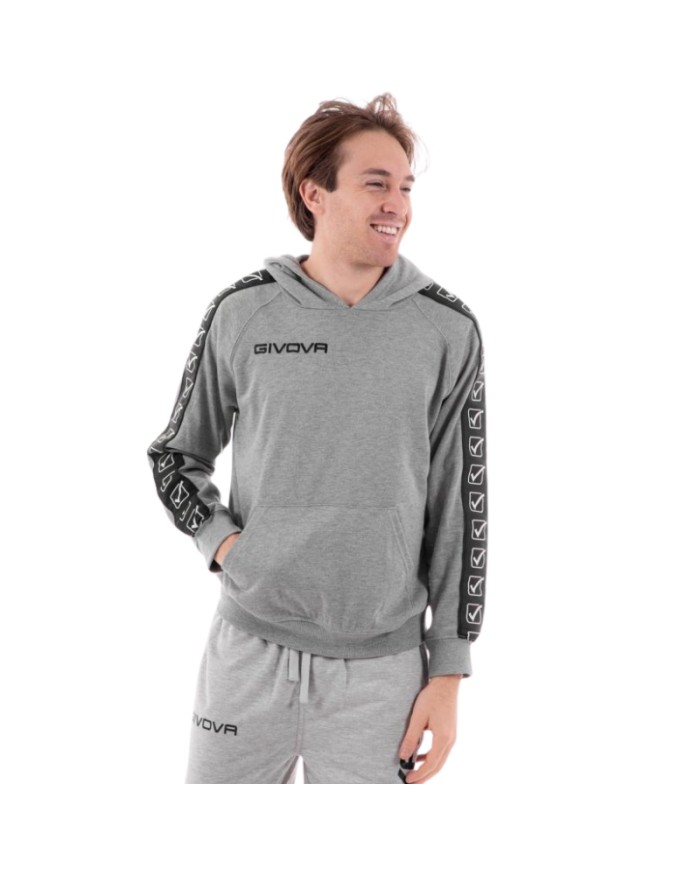 Felpa con Cappuccio Givova Terry Band BA014 Cotone Unisex Grigio BA0140009