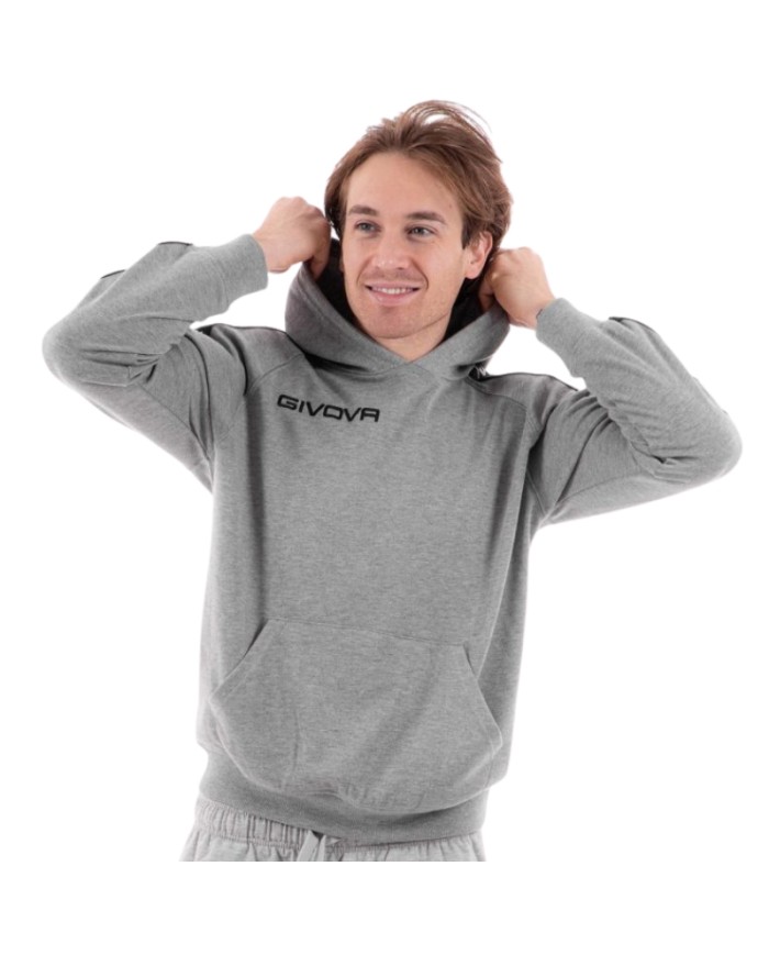 Felpa con Cappuccio Givova Terry Band BA014 Cotone Unisex Grigio BA0140009