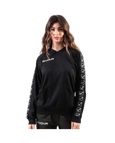 Felpa con Cappuccio Givova Terry Band BA014 Cotone Unisex Nero BA0140014 Felpa con Cappuccio Givova Terry Band BA014 Cotone Unisex Nero BA0140014