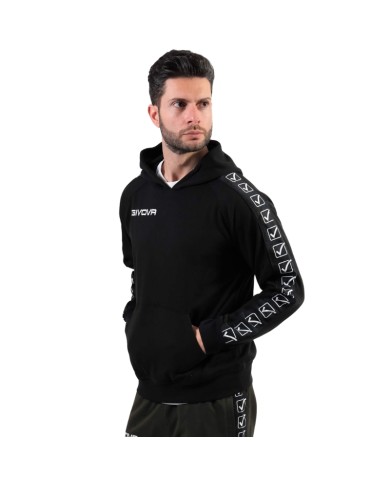 Felpa con Cappuccio Givova Terry Band BA014 Cotone Unisex Nero BA0140014 Felpa con Cappuccio Givova Terry Band BA014 Cotone Unisex Nero BA0140014