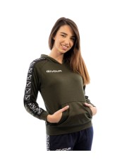 Felpa con Cappuccio Givova Terry Band BA014 Cotone Unisex Verde Militare BA0140051