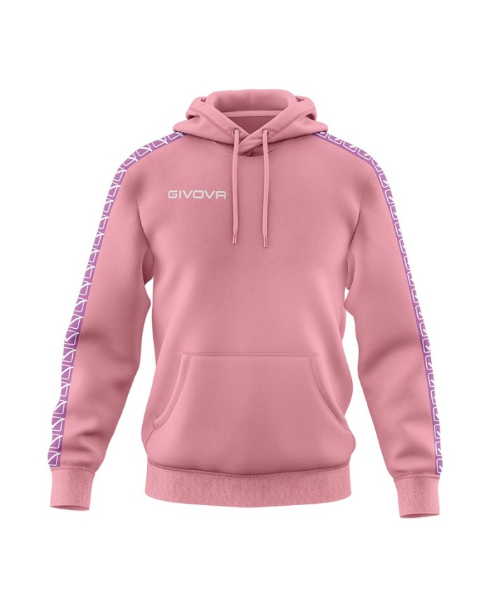 Felpa con Cappuccio Givova Terry Band BA014 Cotone Unisex Rosa Chiaro BA0140083