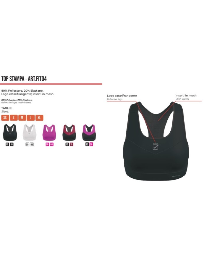 Top da Donna STAMPA Givova FIT04 Nero Fitness Palestra FIT040010