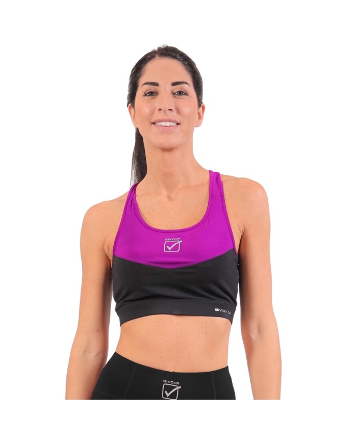 Top da Donna STAMPA Givova FIT04 Nero Fuxia Fitness Palestra FIT041006