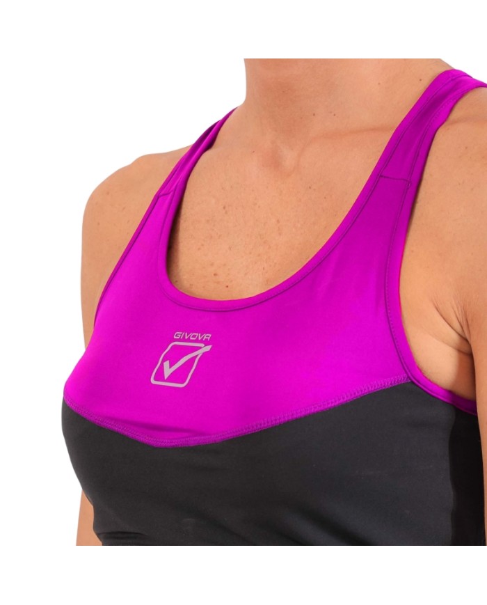 Top da Donna STAMPA Givova FIT04 Nero Fuxia Fitness Palestra FIT041006