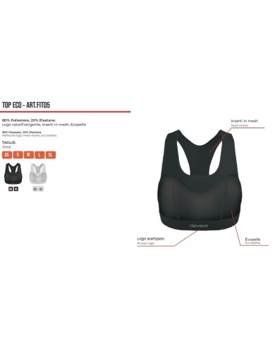 Top Donna ECO Givova FIT05 Ecopelle Fitness Nero FIT050010 Top Donna ECO Givova FIT05 Ecopelle Fitness Nero FIT050010