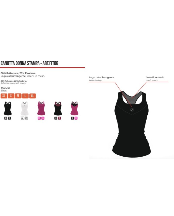 Canotta da Donna STAMPA Givova FIT06 Fitness Palestra Fuxia FIT060006