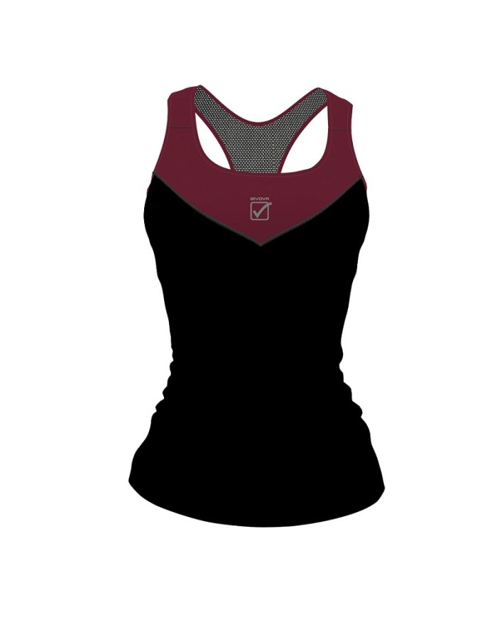 Canotta da Donna STAMPA Givova FIT06 Fitness Palestra Nero Ciliegia FIT061016