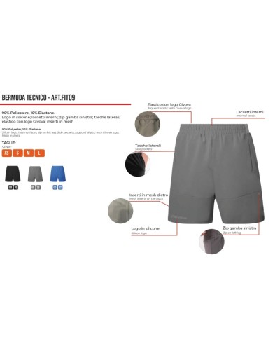 Bermuda Tecnico Givova FIT09 Fitness Palestra Running Azzurro FIT090002 Bermuda Tecnico Givova FIT09 Fitness Palestra Running Azzurro FIT090002