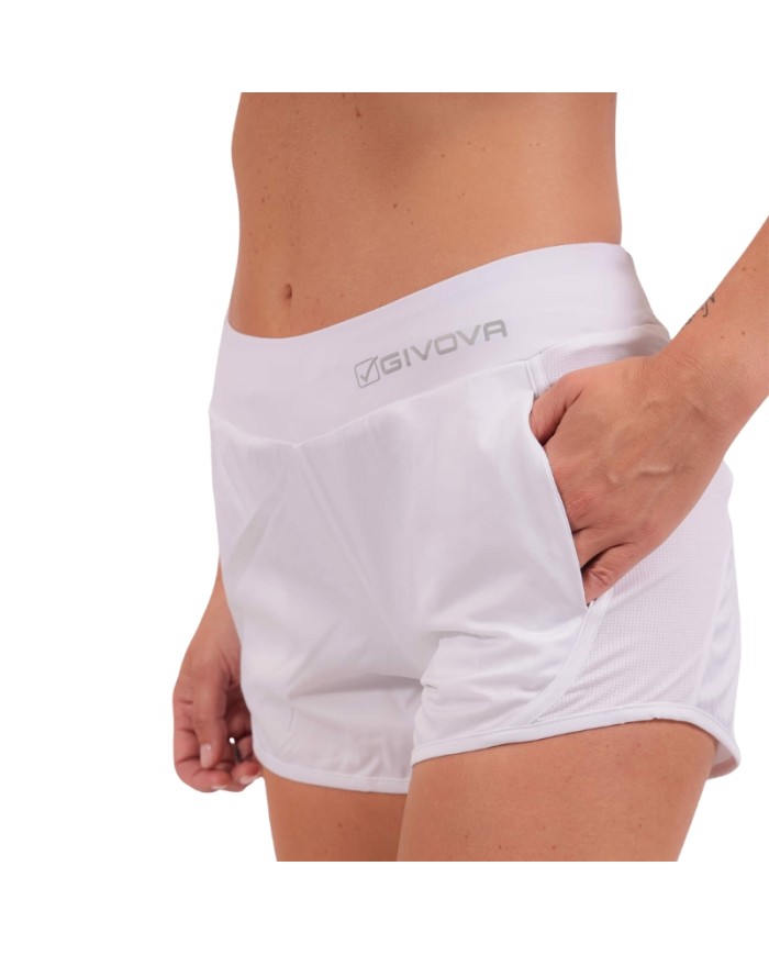 Short Donna Givova FIT03 Pantaloncino Fitness Running Palestra Bianco FIT030003