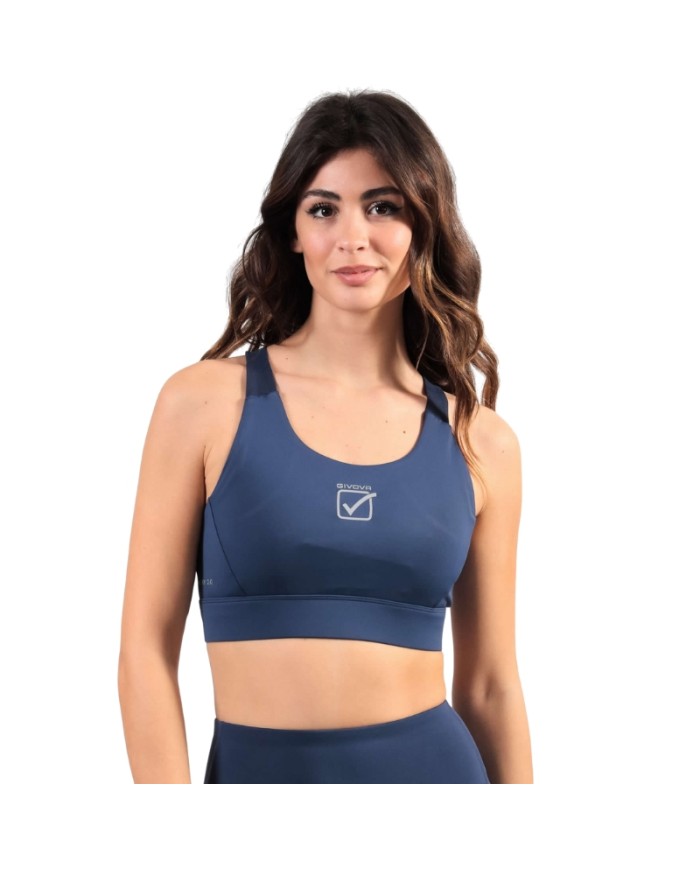 Top BASIC Givova Donna TOP2 Fitness Palestra Running Blu TOP20004