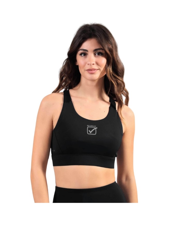 Top BASIC Givova Donna TOP2 Fitness Palestra Running Nero TOP20010