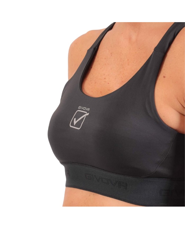 Top Donna Elastic Band FIT01 Givova Running Palestra Fitness Nero FIT010010
