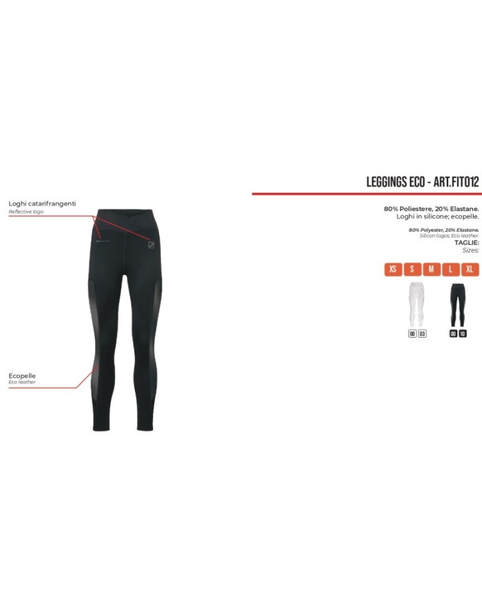 Leggings da Donna ECO Givova FIT012 Ecopelle Fitness Palestra Bianco FIT0120003