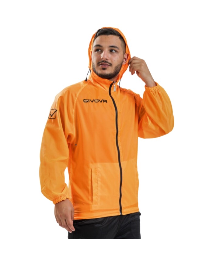 Giacca Antivento Givova RAIN BASICO RJ001 K-Way Arancio Fluo Unisex RJ0010028