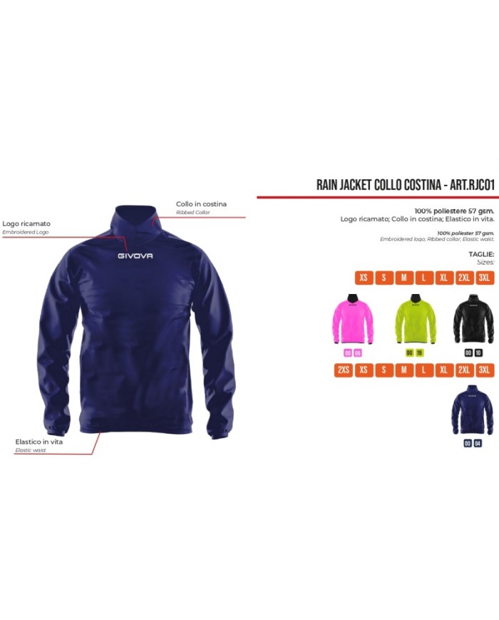 copy of RAIN JACKET COLLO COSTINA GIALLO FLUO Tg. 2XL