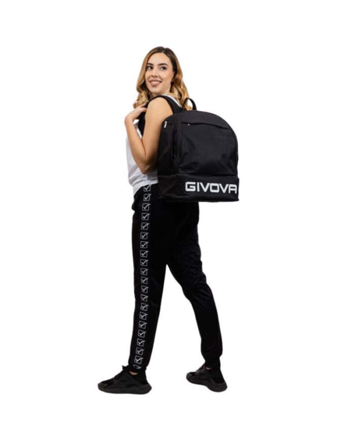 Zaino Adulto Givova Sport Nero con Fondo Calcio Fitness Palestra B0290010