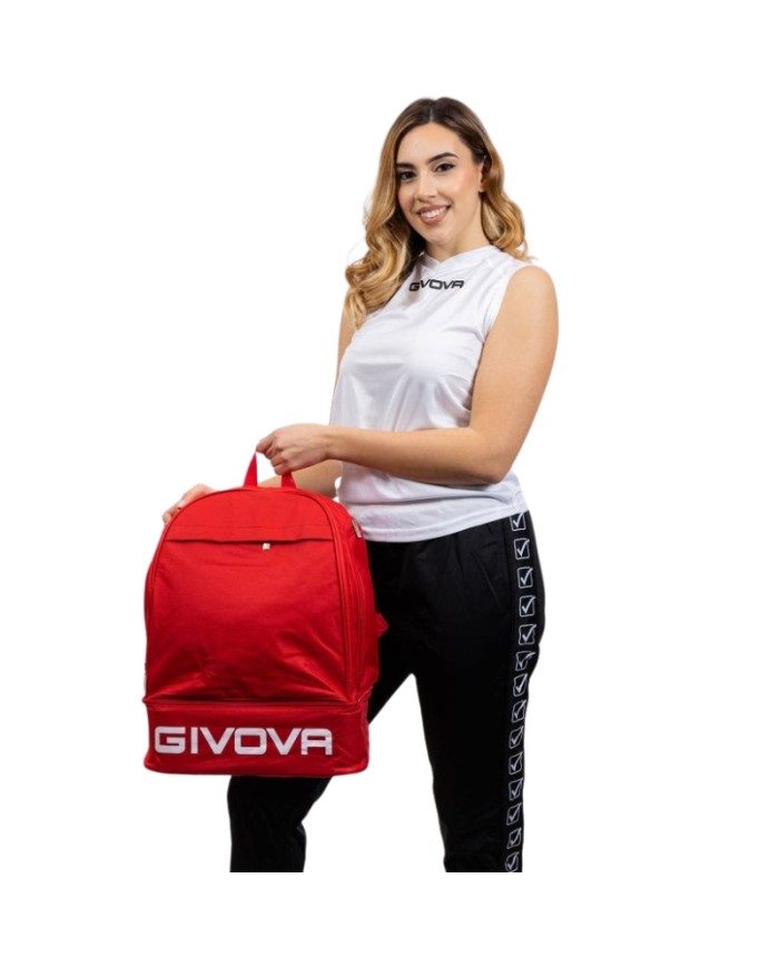 Zaino Adulto Givova Sport Rosso con Fondo Calcio Fitness Palestra B0290012