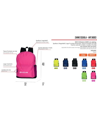 ZAINO SCUOLA ROSSO Tg. UNICA ZAINO SCUOLA ROSSO Tg. UNICA