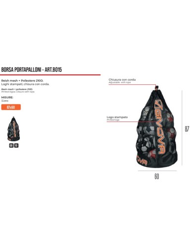 BORSA PORTAPALLONI NERO Tg. UNICA BORSA PORTAPALLONI NERO Tg. UNICA