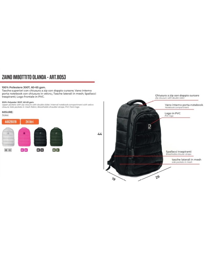 Zaino Imbottito Givova Olanda B053 Unisex Multitasche Bianco B0530003 Zaino Imbottito Givova Olanda B053 Unisex Multitasche Bianco B0530003