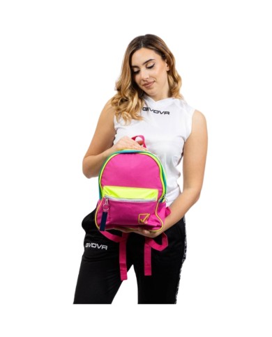 Zaino University Givova B023 Multitasche Unisex Fuxia Giallo Fluo B0230619