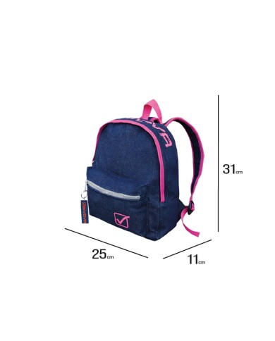 Zaino University Jeans Givova B024 Multitasche Unisex Jeans Scuro Fuxia Fluo B0244239