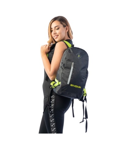 Zaino Arius Givova B040 Unisex Multitasche Nero Giallo Fluo B0401019