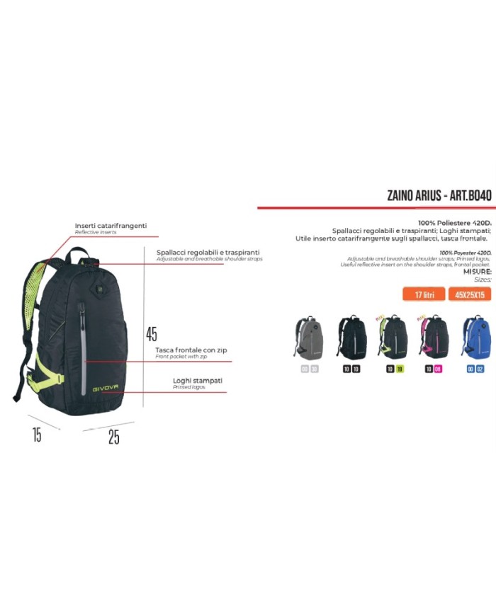 ZAINO ARIUS NERO/GIALLO FLUO Tg. UNICA ZAINO ARIUS NERO/GIALLO FLUO Tg. UNICA