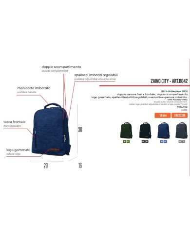 ZAINO CITY VERDE MILITARE Tg. UNICA ZAINO CITY VERDE MILITARE Tg. UNICA